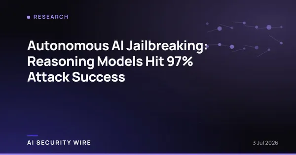 img of Autonomous AI Jailbreaking: Reasoning Models Hit 97% Attack Success